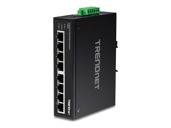 TRENDnet TI-E80 - Switch - ohanterad - 8 x 10/100 - DIN-skenmonterbar, väggmonterbar - likström - TAA-kompatibel