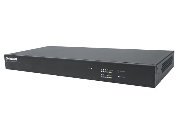 Intellinet 561433, hanterad, Gigabit Ethernet (10/100/1000), Full duplex, Strömförsörjning via Ethernet (PoE) stöd, Rackmontering Svart