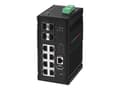 Miniatyrbild 1 av 5: Edimax Pro IGS-5408P - Switch - smart - 8 x 10/100/1000 (PoE+) + 4 x kombinations-SFP - DIN-skenmonterbar - PoE+ (240 W) - DC power