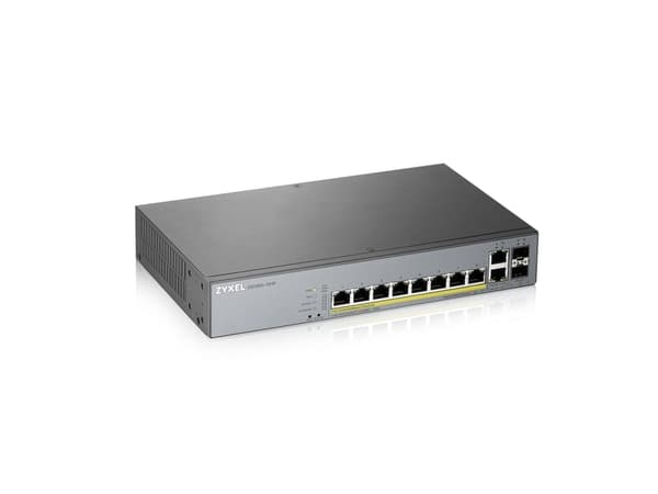 Zyxel GS1350-12HP - Switch - smart - 8 x 10/100/1000 (PoE+) + 2 x 10/100/1000 (upplänk) + 2 x gigabit SFP (upplänk) - skrivbordsmodell, rackmonterbar