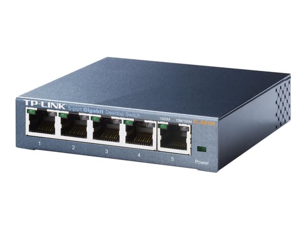 TP-Link TL-SG105 5-Port Metal Gigabit Switch - Switch - ohanterad - 5 x 10/100/1000 - skrivbordsmodell
