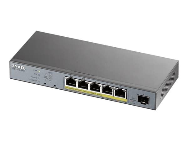 Zyxel GS1350-6HP-EU0101F, Hallittu, L2, Gigabit Ethernet (10/100/1000), Power over Ethernet -tuki, Seinäkiinnitteinen Harmaa