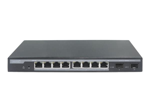 DIGITUS Professional DN-95344 - Switch - Administrerad - 8 x 10/100/1000 (PoE+) + 2 x gigabit SFP (upplänk) - skrivbordsmodell - PoE+ (86 W)