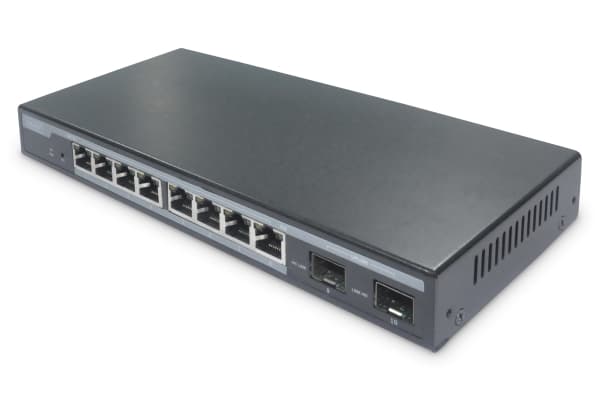 DIGITUS Professional DN-95344 - Switch - Administrerad - 8 x 10/100/1000 (PoE+) + 2 x gigabit SFP (upplänk) - skrivbordsmodell - PoE+ (86 W)