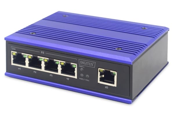 DIGITUS Professional DN-650105 Industrial - Switch - ohanterad - 5 x 10/100 - DIN-skenmonterbar - Likström