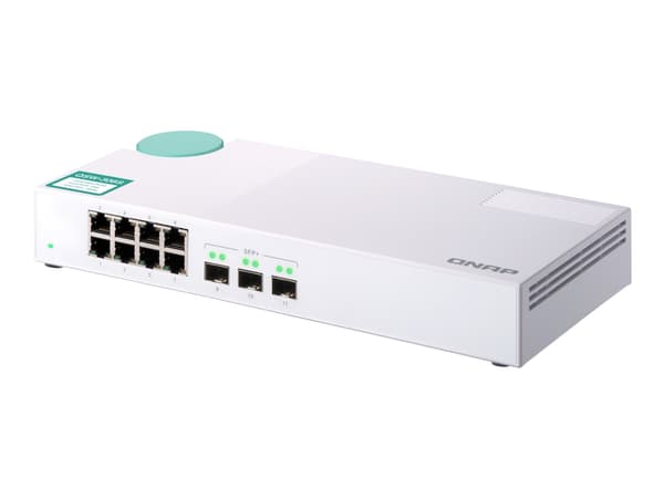 QNAP QSW-308S - Switch - ohanterad - 3 x 10 Gigabit SFP+ + 8 x 10/100/1000 - skrivbordsmodell Vit