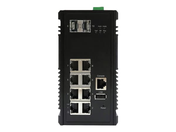 Edimax Pro IGS-5208 - Switch - Styrt - 8 x 10/100/1000 + 2 x SFP - DIN-skinnemonterbar, veggmonterbar - DC-strøm