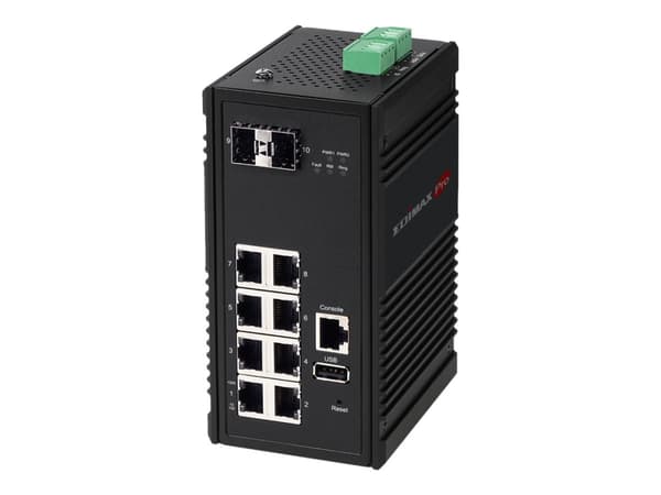 Edimax Pro IGS-5208 - Switch - Styrt - 8 x 10/100/1000 + 2 x SFP - DIN-skinnemonterbar, veggmonterbar - DC-strøm