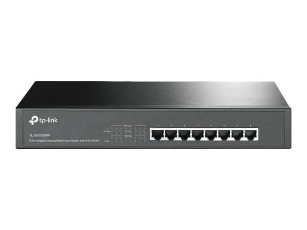 TP-Link TL-SG1008MP - Switch - ohanterad - 8 x 10/100/1000 (PoE+) - skrivbordsmodell, rackmonterbar - PoE+ (126 W)