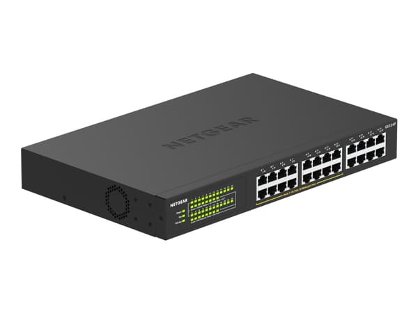 NETGEAR GS324P - Switch - ikke-styrt - 16 x 10/100/1000 (PoE+) + 8 x 10/100/1000 - rackmonterbar, stasjonær - PoE+ (190 W)