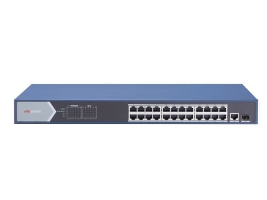 Hikvision Pro Series DS-3E0526P-E - Switch - ikke-styrt - 24 x 10/100/1000 (PoE+) + 1 x 10/100/1000 + 1 x Gigabit SFP - stasjonær, rackmonterbar - Po