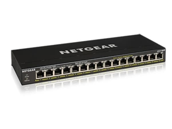 NETGEAR GS316PP - Switch - ohanterad - 16 x 10/100/1000 (PoE+) - skrivbordsmodell, väggmonterbar - PoE+ (183 W)