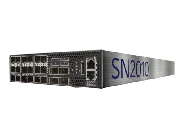 Mellanox Spectrum SN2010 - Kytkin - L3 - Hallittu - 18 x 25 Gigabitin SFP28 + 4 x 100 Gigabitin QSFP28 - edestä taaksepäin suuntautuva ilmavirta - te musta