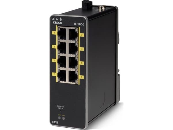Cisco IE-1000-6T2T-LM, Hallittu, Fast Ethernet (10/100), Täysin kaksipuolinen