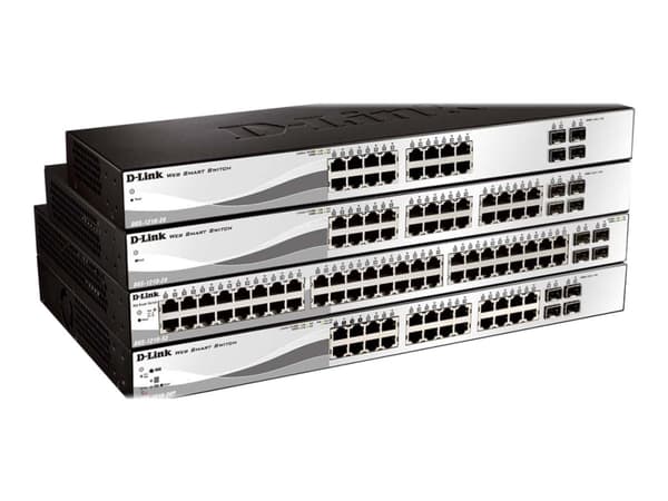 D-Link Web Smart DGS-1210-20 - Kytkin - Hallittu - 16 x 10/100/1000 + 4 x Gigabit SFP - pöytäkone, telineeseen asennettava musta