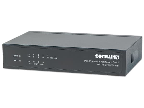 Intellinet PoE-Powered 5x Gigabit, Gigabit Ethernet (10/100/1000), Strömförsörjning via Ethernet (PoE) stöd