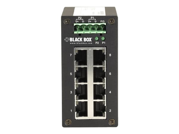 Black Box Hardened Gigabit Edge Switch - Switch - 8 x 10/100/1000 - DIN-skenmonterbar - TAA-kompatibel