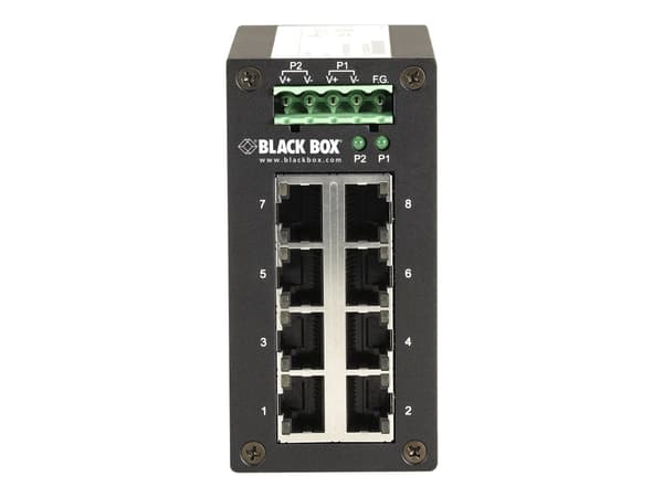 Black Box Hardened Gigabit Edge Switch - Switch - 8 x 10/100/1000 - DIN-skenmonterbar - TAA-kompatibel
