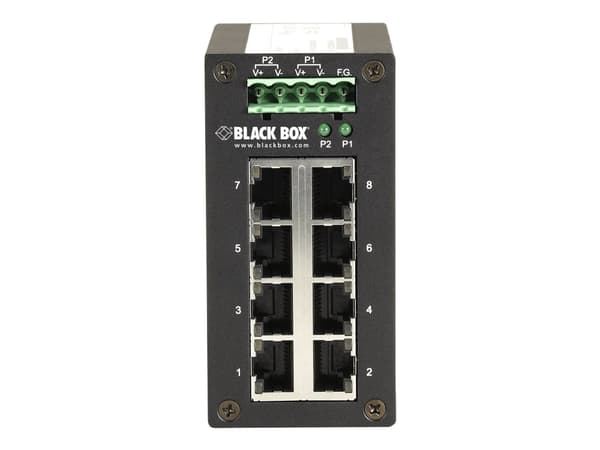 Black Box Hardened Gigabit Edge Switch - Switch - 8 x 10/100/1000 - DIN-skenmonterbar - TAA-kompatibel