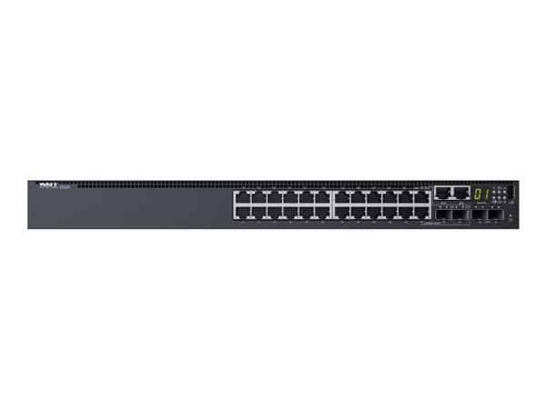 Dell Networking S3124 - Switch - L3 - Administrerad - 24 x 10/100/1000 + 2 x 10 Gigabit SFP+ + 2 x kombinations-Gigabit SFP - främre till bakre luftf