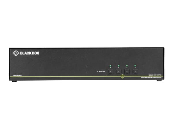Black Box SECURE NIAP - Dual-Head - omkopplare för tangentbord/video/mus/ljud - 4 x KVM/ljud - 1 lokal användare - skrivbordsmodell - TAA-kompatibel