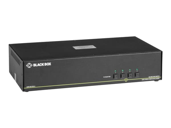 Black Box SECURE NIAP - Dual-Head - omkopplare för tangentbord/video/mus/ljud - 4 x KVM/ljud - 1 lokal användare - skrivbordsmodell - TAA-kompatibel