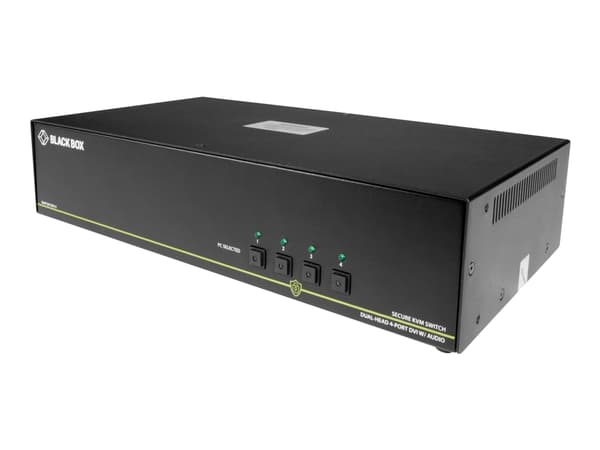 Black Box SECURE NIAP - Dual-Head - omkopplare för tangentbord/video/mus/ljud - 4 x KVM/ljud - 1 lokal användare - skrivbordsmodell - TAA-kompatibel Svart