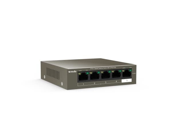 Tenda TEG1105P-4-63W-EU, Gigabit Ethernet (10/100/1000), Strömförsörjning via Ethernet (PoE) stöd