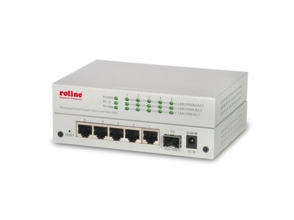 ROLINE 21.14.3523, Hallittu, Gigabit Ethernet (10/100/1000), Täysin kaksipuolinen, Seinäkiinnitteinen Harmaa