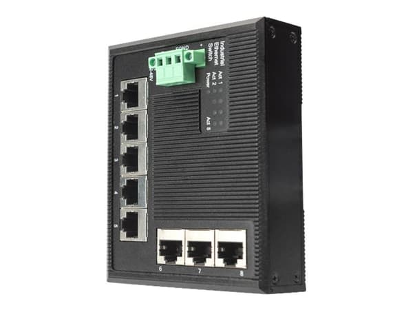 DIGITUS DN-651127 - Switch - 8 x 10/100/1000 - DIN-skinnemonterbar - DC-strøm Sort