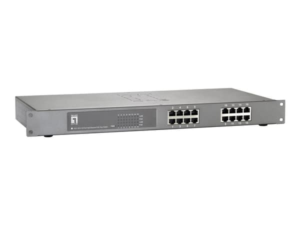 LevelOne FEP-1612W380 - Switch - 16 x 10/100 (PoE+) - rackmonterbar - PoE+ (480 W) Grå