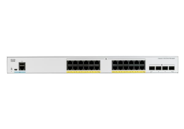 Cisco Catalyst 1000-24P-4X-L - Switch - Administrerad - 13 x 10/100/1000 (PoE+) + 11 x 10/100/1000 + 4 x 10 Gigabit SFP+ (upplänk) - rackmonterbar -