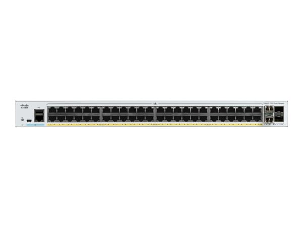 Cisco Catalyst 1000-48P-4X-L - Switch - Administrerad - 24 x 10/100/1000 (PoE+) + 24 x 10/100/1000 + 4 x 10 Gigabit SFP+ (upplänk) - rackmonterbar -