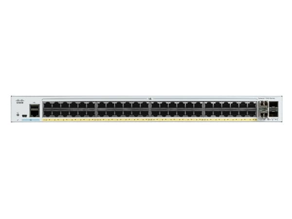 Cisco Catalyst 1000-48P-4X-L - Switch - Administrerad - 24 x 10/100/1000 (PoE+) + 24 x 10/100/1000 + 4 x 10 Gigabit SFP+ (upplänk) - rackmonterbar -