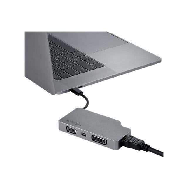 StarTech.com USB-C Multiport-adapter - Space Grey - 4-i-1 USB-C til VGA, DVI, HDMI eller Mini DisplayPort (CDPVDHDMDPSG)