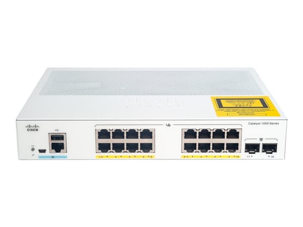 Cisco Catalyst C1000-16P-2G-L, Hallittu, L2, Gigabit Ethernet (10/100/1000), Power over Ethernet -tuki