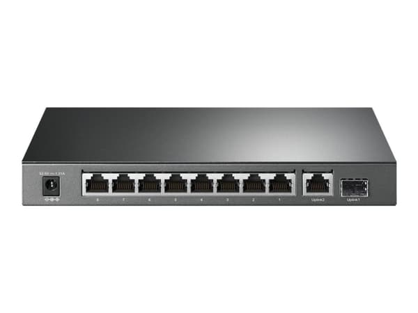 TP-Link TL-SG1210P - Switch - ohanterad - 8 x 10/100/1000 (PoE+) + 1 x 10/100/1000 (upplänk) + 1 x gigabit SFP (upplänk) - skrivbordsmodell - PoE+ (6