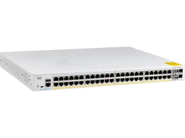 Cisco Catalyst 1000-48P-4G-L - Switch - Administrerad - 24 x 10/100/1000 (PoE+) + 24 x 10/100/1000 + 4 x gigabit SFP (upplänk) - rackmonterbar - PoE+