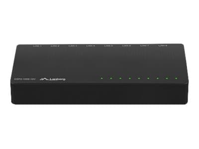Lanberg DSP2-1008-12V - Switch - ikke-styrt - 8 x 10/100/1000 - stasjonær, veggmonterbar - AC 100 - 240 V