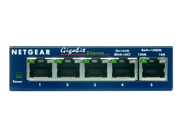 NETGEAR GS105 - Switch - 5 x 10/100/1000 - stasjonær (en pakke 4)