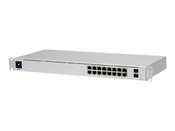 Ubiquiti UniFi Switch USW-16-POE - Switch - Styrt - 16 x 10/100/1000 (8 PoE+) + 2 x Gigabit SFP (opplink) - stasjonær, rackmonterbar - PoE+ (42 W)