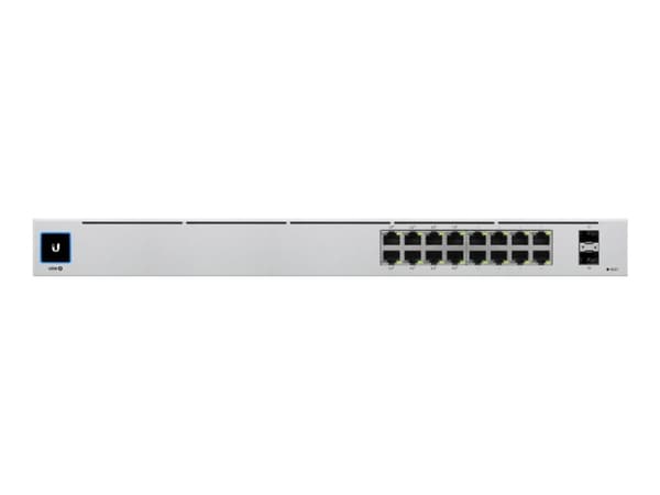 Ubiquiti UniFi Switch USW-16-POE - Switch - Styrt - 16 x 10/100/1000 (8 PoE+) + 2 x Gigabit SFP (opplink) - stasjonær, rackmonterbar - PoE+ (42 W)
