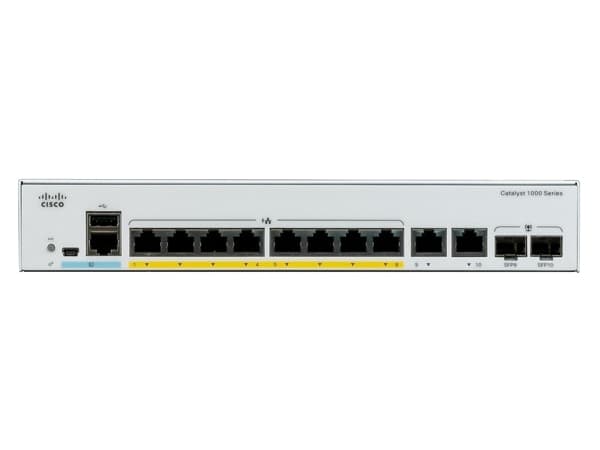 Cisco Catalyst C1000-8FP-E-2G-L, Hallittu, L2, Gigabit Ethernet (10/100/1000), Täysin kaksipuolinen, Power over Ethernet -tuki