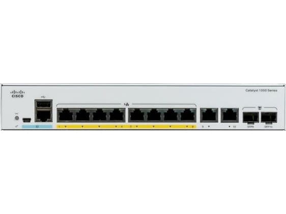 Cisco Catalyst 1000-8T-E-2G-L - Switch - Administrerad - 8 x 10/100/1000 + 2 x kombinations-Gigabit SFP (upplänk) - rackmonterbar