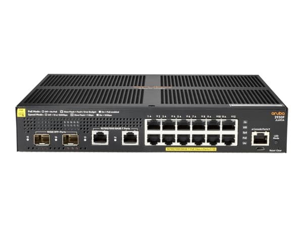 HPE Aruba 2930F 12G PoE+ 2G/2SFP+ - Switch - L3 - Styrt - 12 x 10/100/1000 (PoE+) + 2 x 1 Gigabit / 10 Gigabit SFP+ (opplink) + 2 x 10/100/1000 - rac