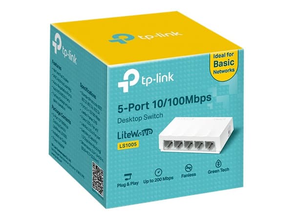 TP-Link LiteWave LS1005 - Switch - ohanterad - 5 x 10/100 - skrivbordsmodell Vit