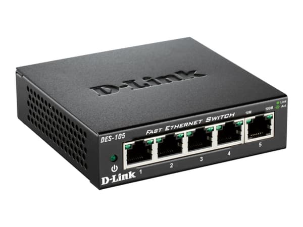 D-Link DES 105 - Switch - 5 x 10/100 - stasjonær