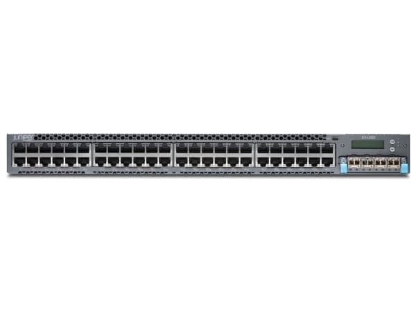 Juniper Networks EX Series EX4300-48T - Switch - L3 - Administrerad - 48 x 10/100/1000 + 4 x 40 Gigabit QSFP+ - bakre till främre luftflödet - rackmo Grå