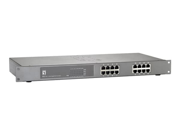 LevelOne GEP-1621W120 - Switch - 16 x 10/100/1000 (PoE+) - rackmonterbar, stasjonær - PoE+ (110 W) Grå