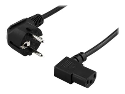 DELTACO DEL-109B - Strömkabel - power CEE 7/7 (hane) vinklad till power IEC 60320 C13 vinklad - AC 250 V - 10 A - 20 cm - svart